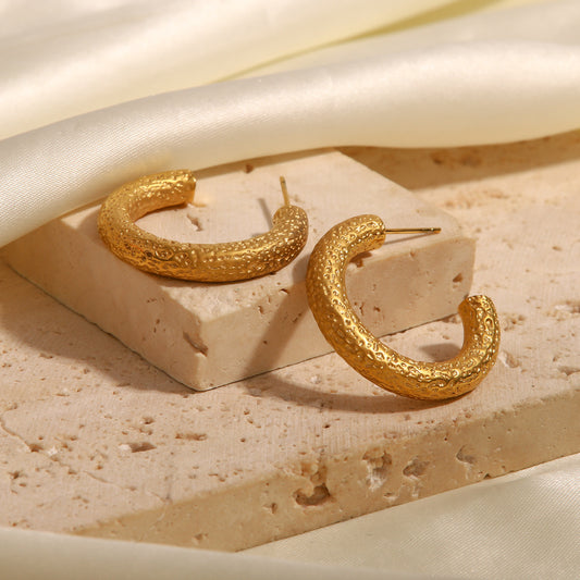 5pcs Accessories 18K Gold Plated C-Shaped Stainless Steel Earrings New Fashion All-In-One Earrings