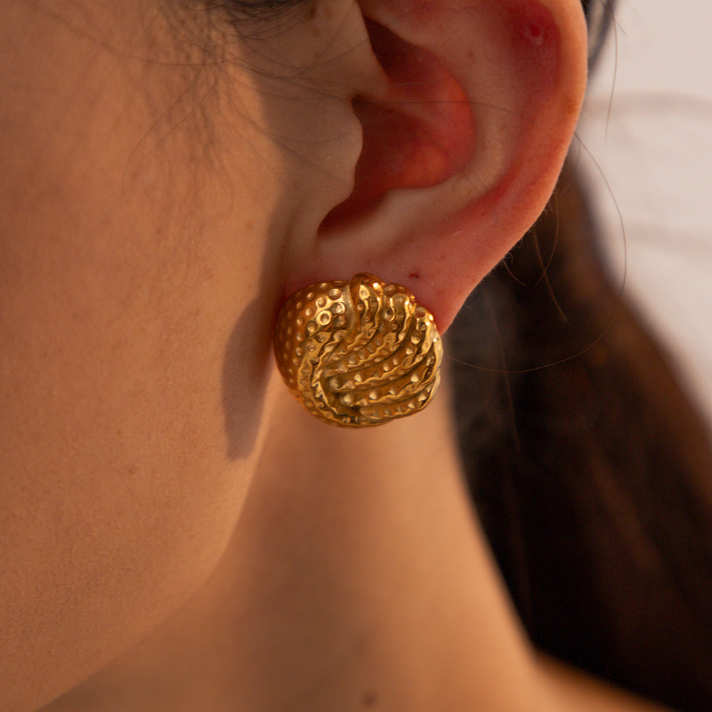 5pcs Titanium Steel Woven Hammer Earrings Earrings Stud New Fashion Temperament Niche Design Earrings