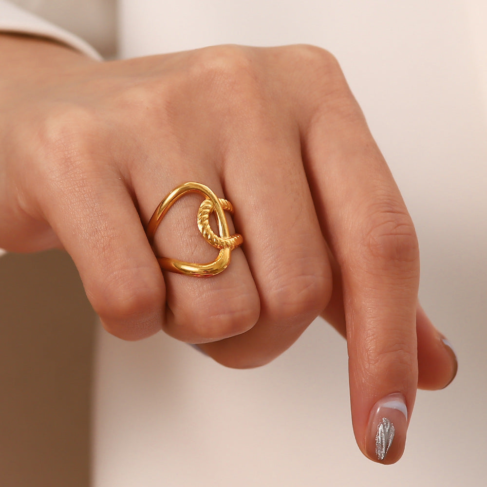 5pcs Niche Design Cold Style Gold-Plated Titanium Steel Ring Female Fashion Simple Stainless Steel Ring