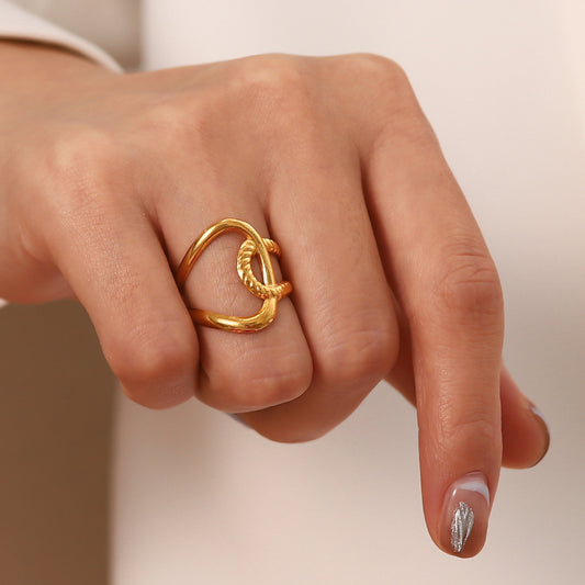 5pcs Niche Design Cold Style Gold-Plated Titanium Steel Ring Female Fashion Simple Stainless Steel Ring
