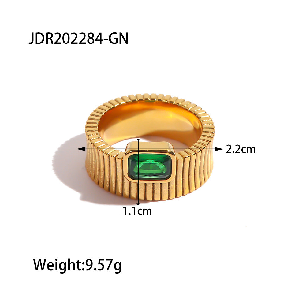 5pcs Colorless Square Diamond Vertical Ring Strong Retro Ribgrain Zircon Ring Female Match Colorless Ring Female