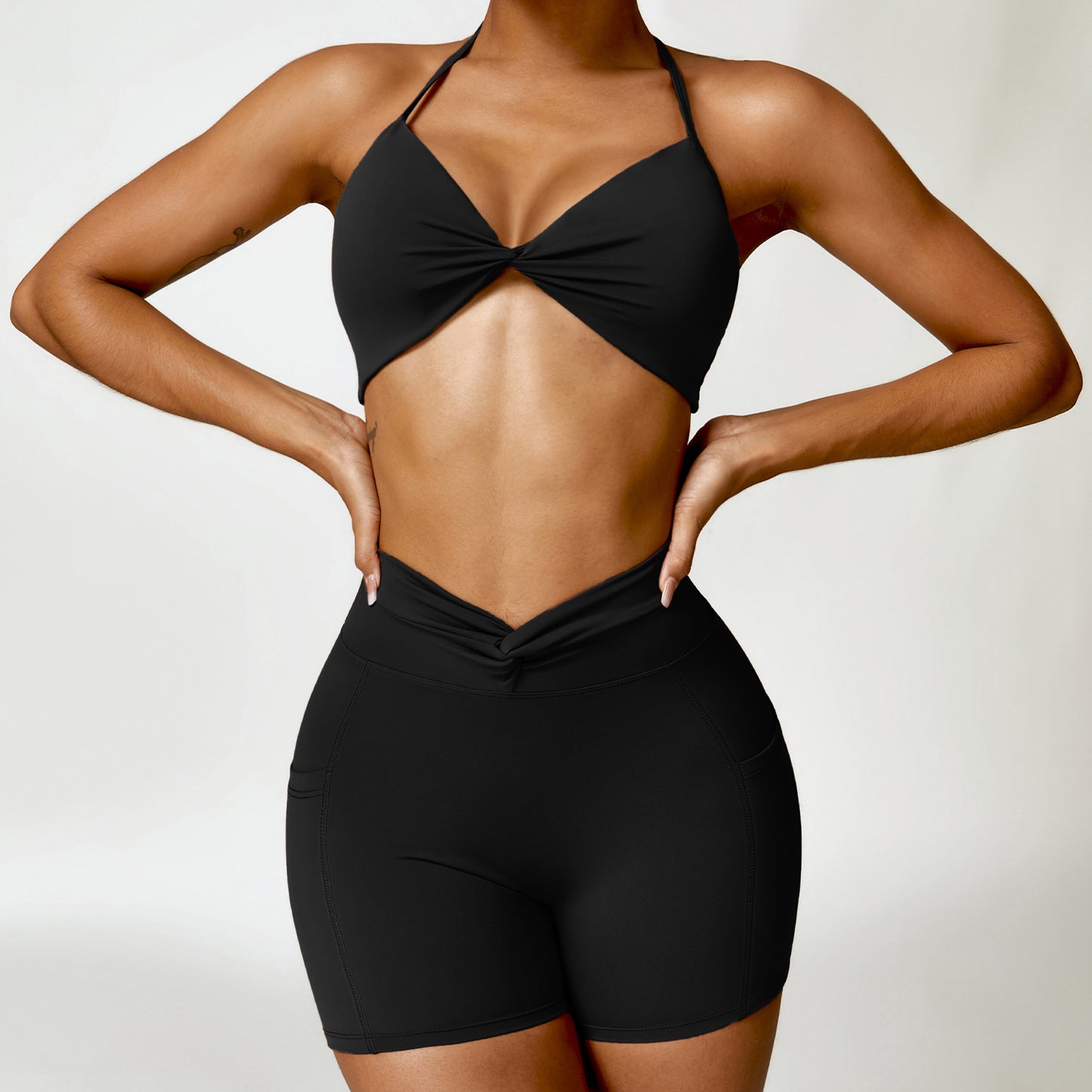 Naked Tight Yoga Set Quick Dry Back Fitness Wear Outdoor Running Sports Set Female