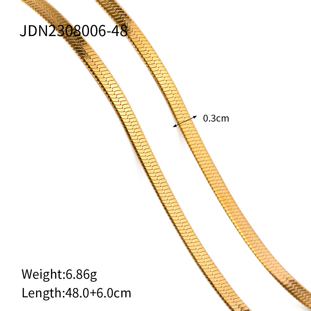 5pcs Titanium Steel Necklace Jewelry Stainless Steel Gold 5Mm Piece Chain Snake Chain Necklace Necklace For Women
