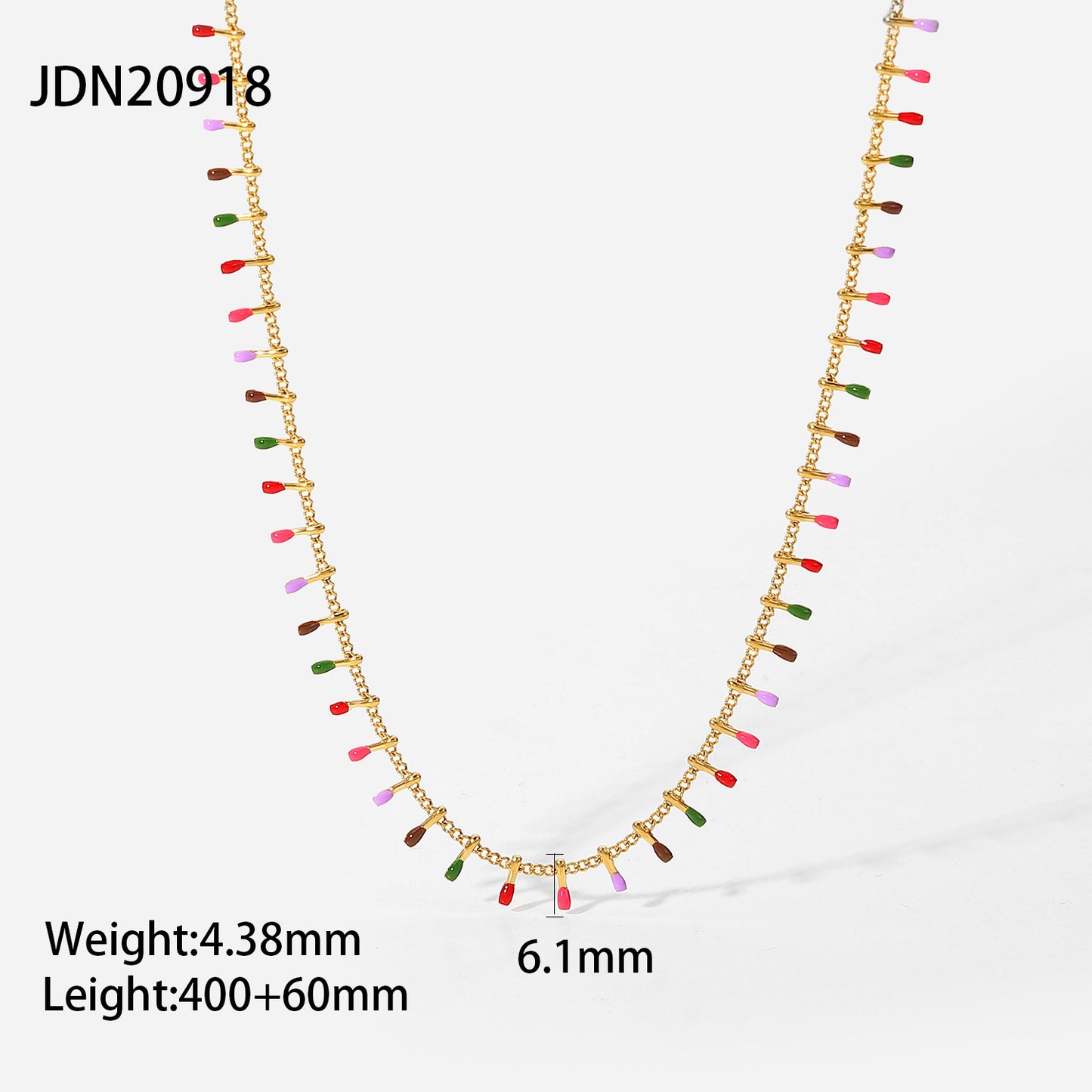 5pcs New Fashion Style Colorful Dripping Oil Fringe Choker 18K Gold Collarbone Chain Stainless Steel Necklace For Women