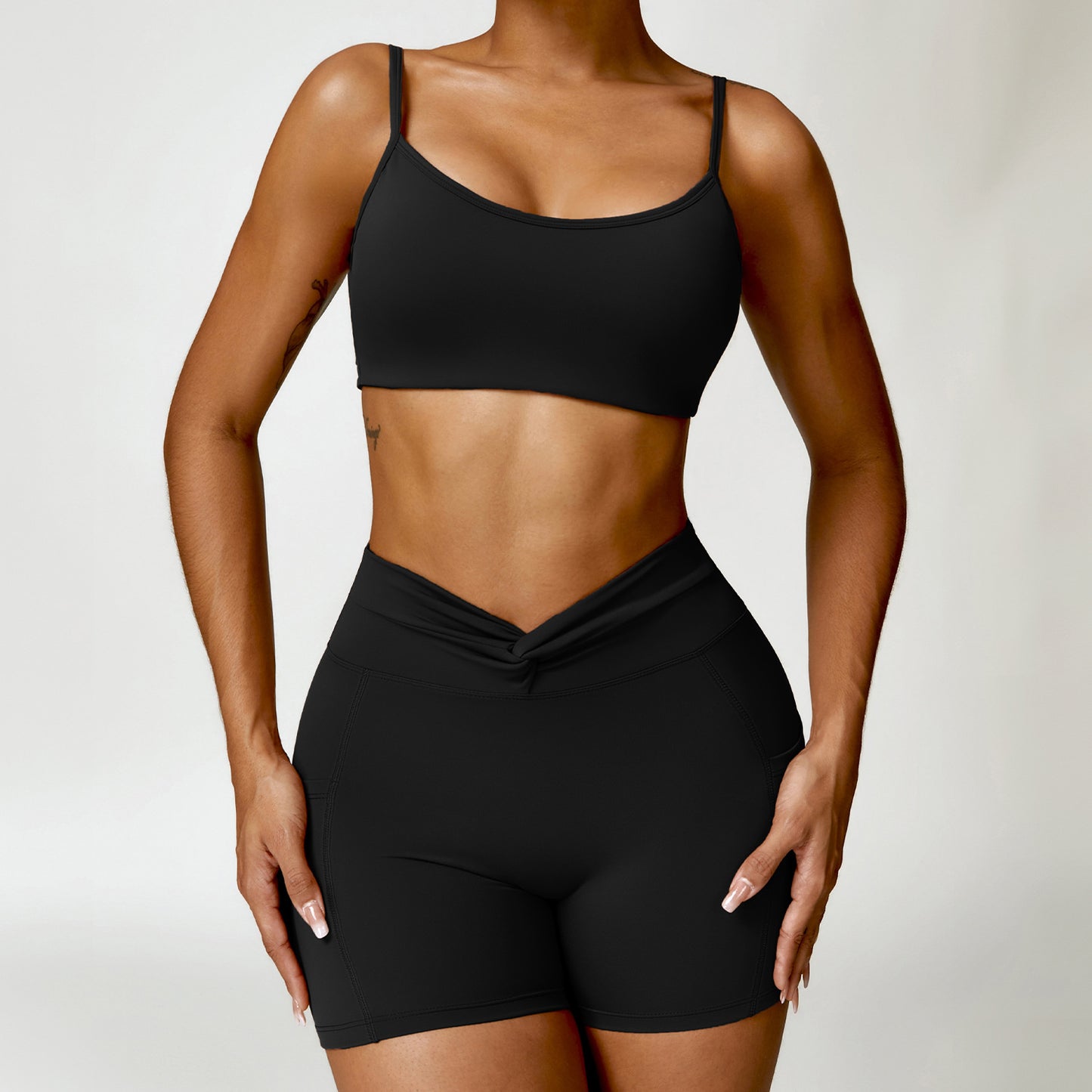 Naked Tight Yoga Set Quick Dry Back Fitness Wear Outdoor Running Sports Set Female