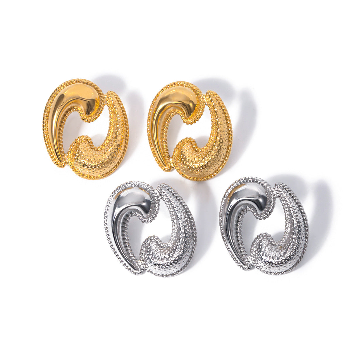 5pcs 18K Gold Stainless Steel Stainless Steel Drop Twin Earrings Earrings Stainless Steel Jewelry