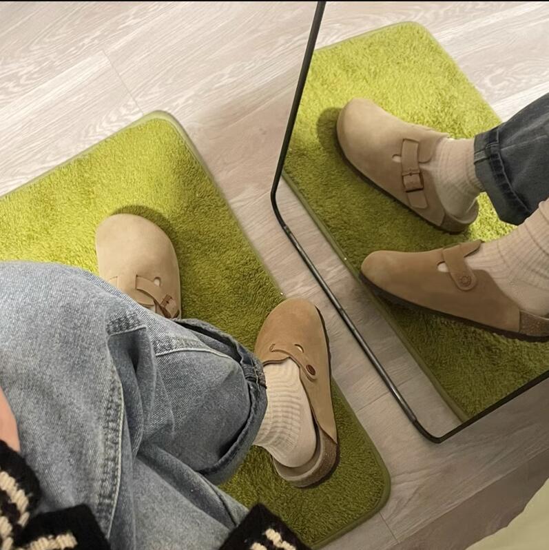 Autumn And Winter Couple Slippers Cork Bottom Flat Fishing Baotou Half Slippers For Men Women
