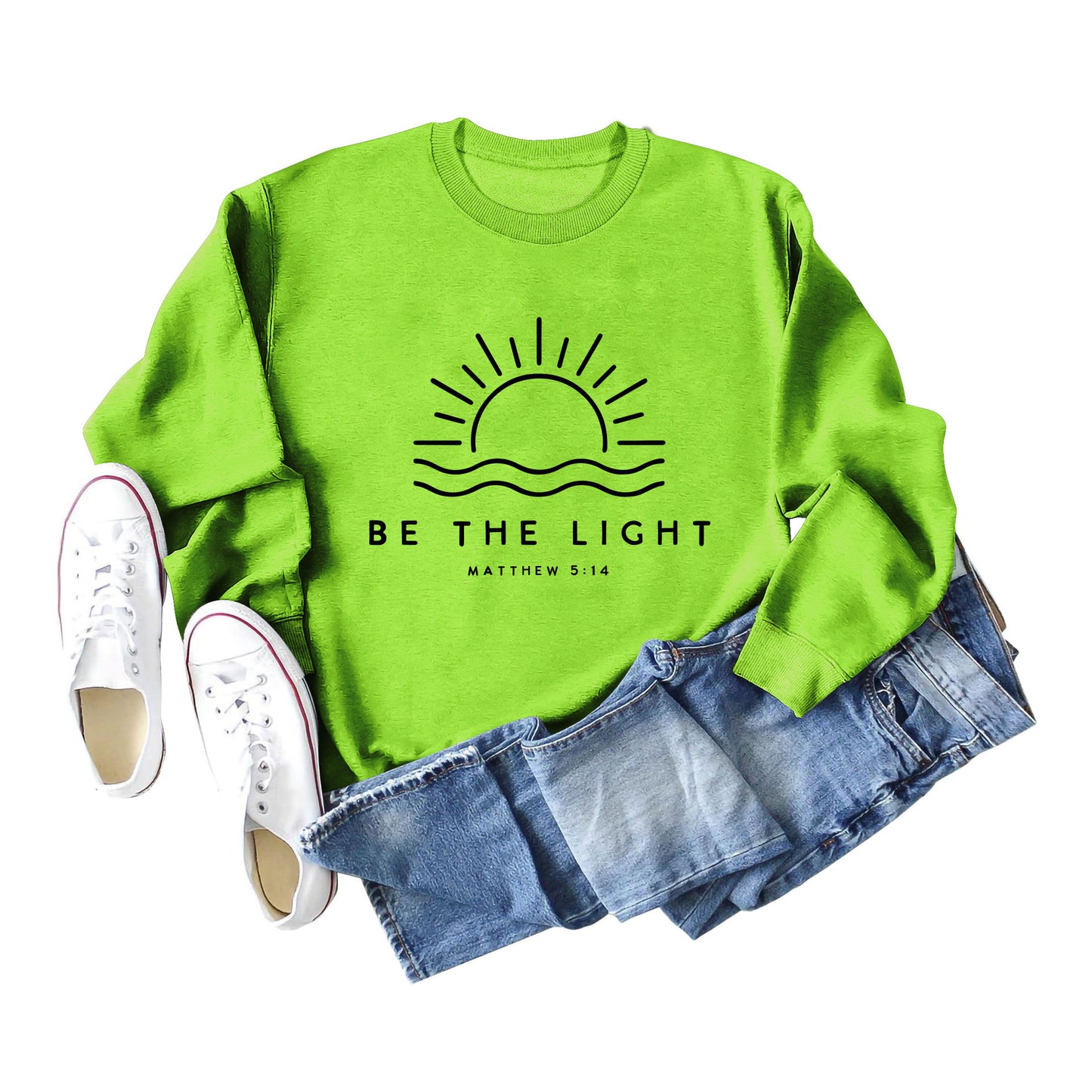 Fun Casual Be The Light Matthew Loose Long-Sleeved Hoodie For Women