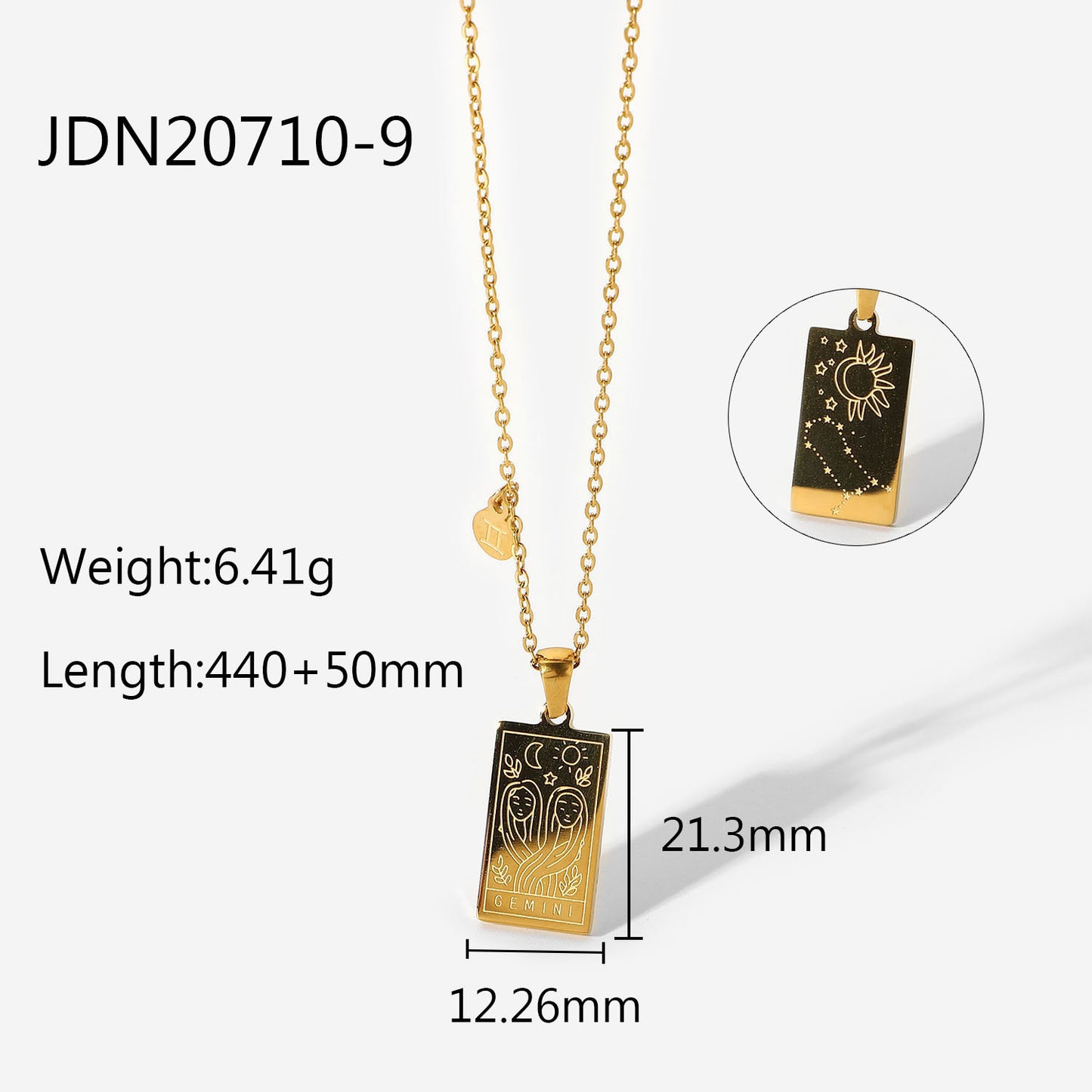 5pcs 12 Zodiac Necklace Stainless Steel Scorpio/Virgo/Libra/Bottle Gold Square Zodiac Pendant Necklace