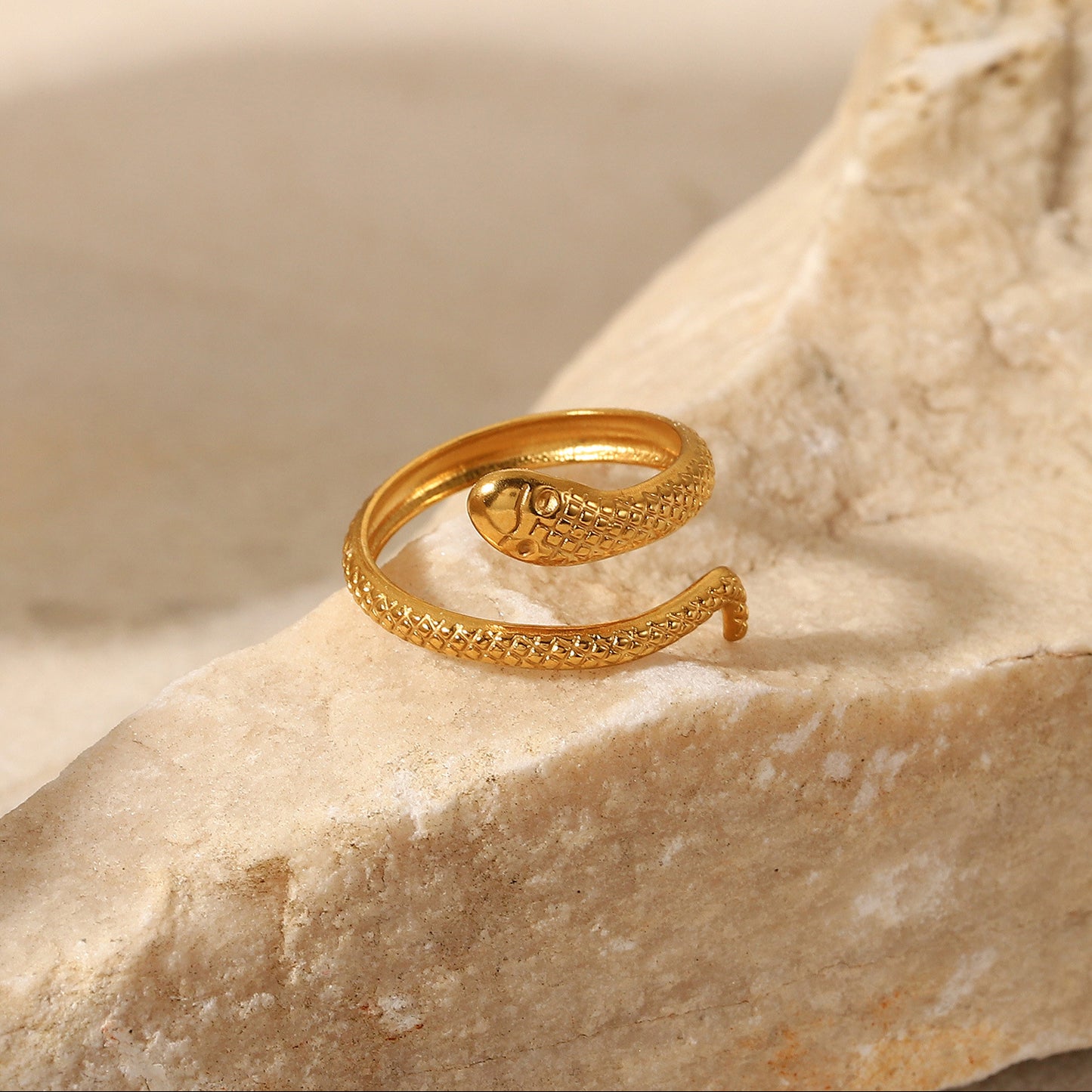 5pcs Vintage 18K Gold Stainless Steel Serpentine Open Ring Ladies Geometric Knuckle Ring Feminine Party Jewelry Accessory