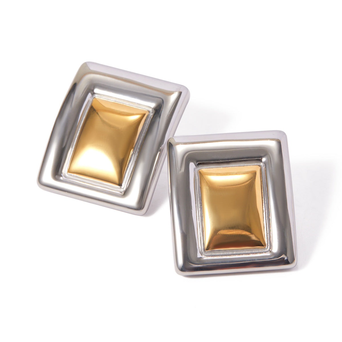 5pcs Stainless Steel Rectangular Matching Earrings Earrings Stud New Fashion Temperament Niche Design Earrings