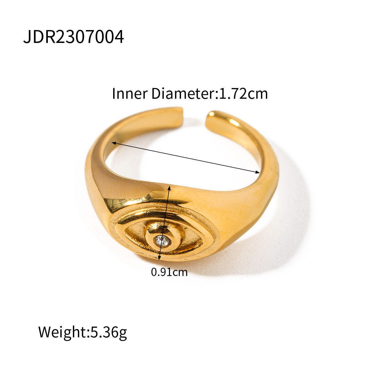 5pcs 18K Gold Stainless Steel Diamond Devil's Eye Open Ring -7 All-In-One Stainless Steel Finger