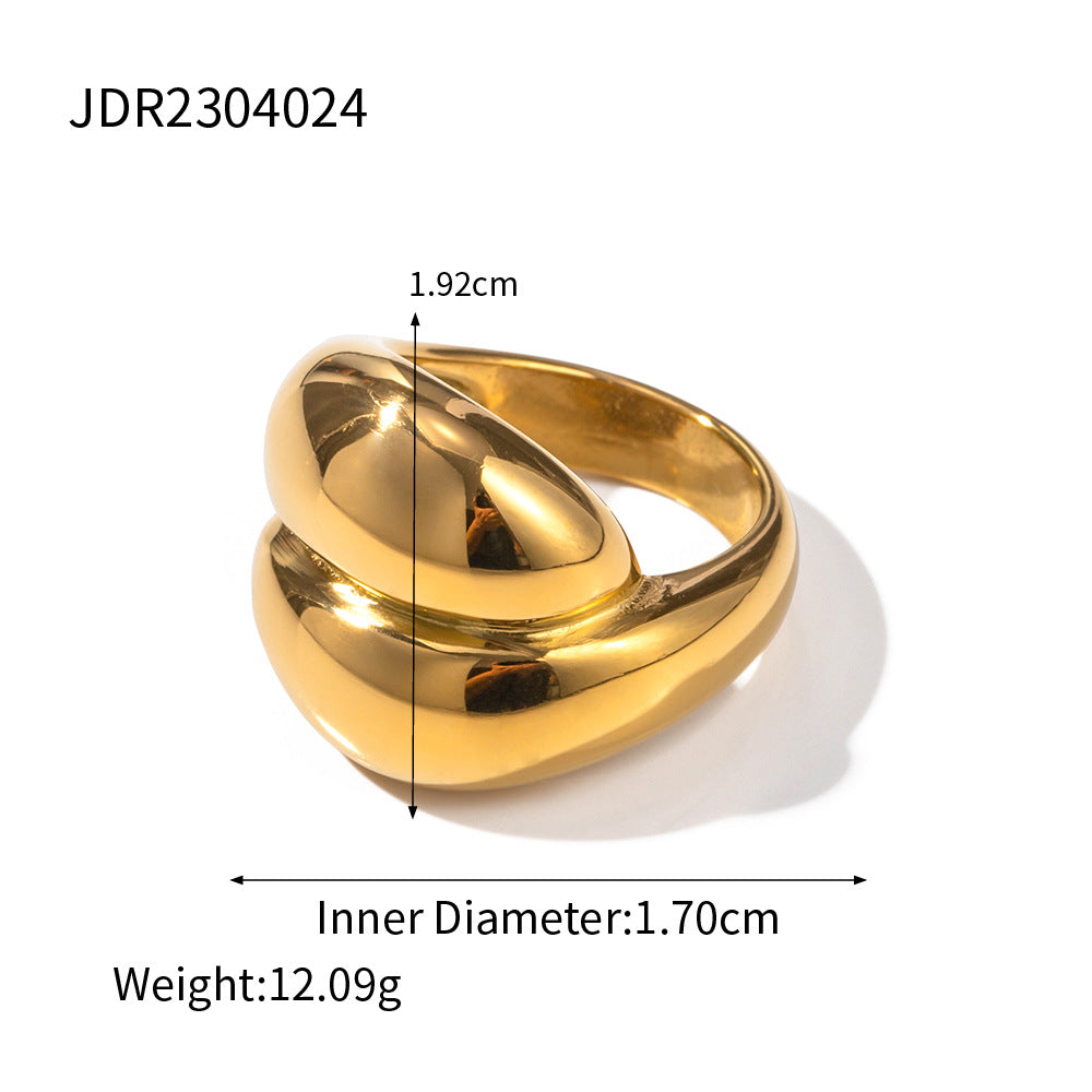 5pcs 18K Gold Stainless Steel Exaggerated Love Ring Fashion High-Grade Non-Fading Jewelry