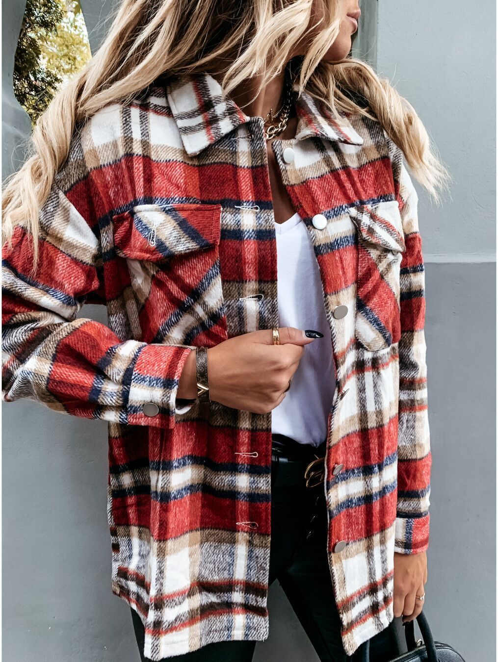 Station Hot Sales Of Autumn And Winter Long-Sleeved Plaid Coat Shirt Coat Spot