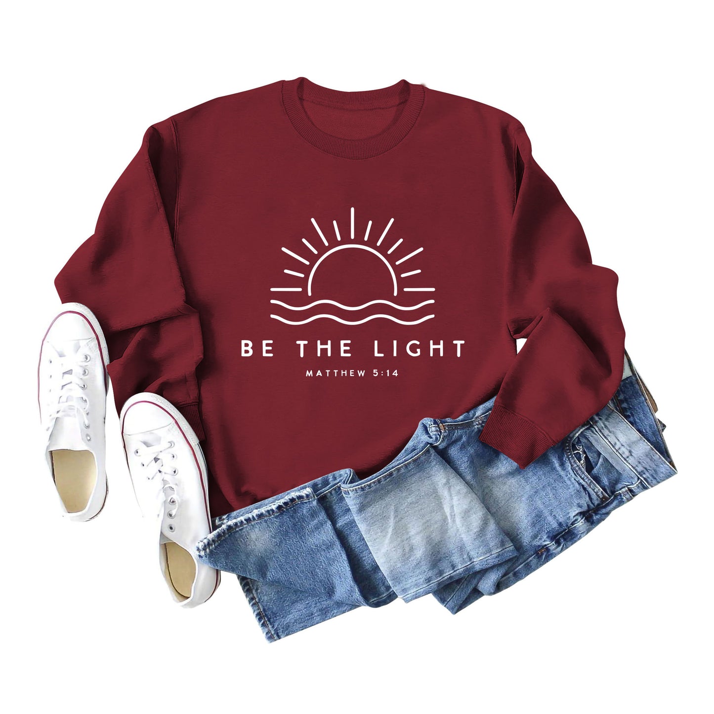 Fun Casual Be The Light Matthew Loose Long-Sleeved Hoodie For Women