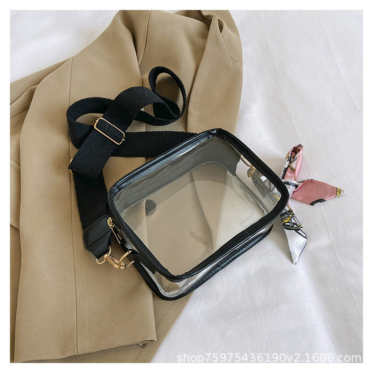 Pvc Crossbody Women's Bag New Transparent Jelly Bag Personality Mobile Phone Casual  One-Shoulder Small Square Bag Trend