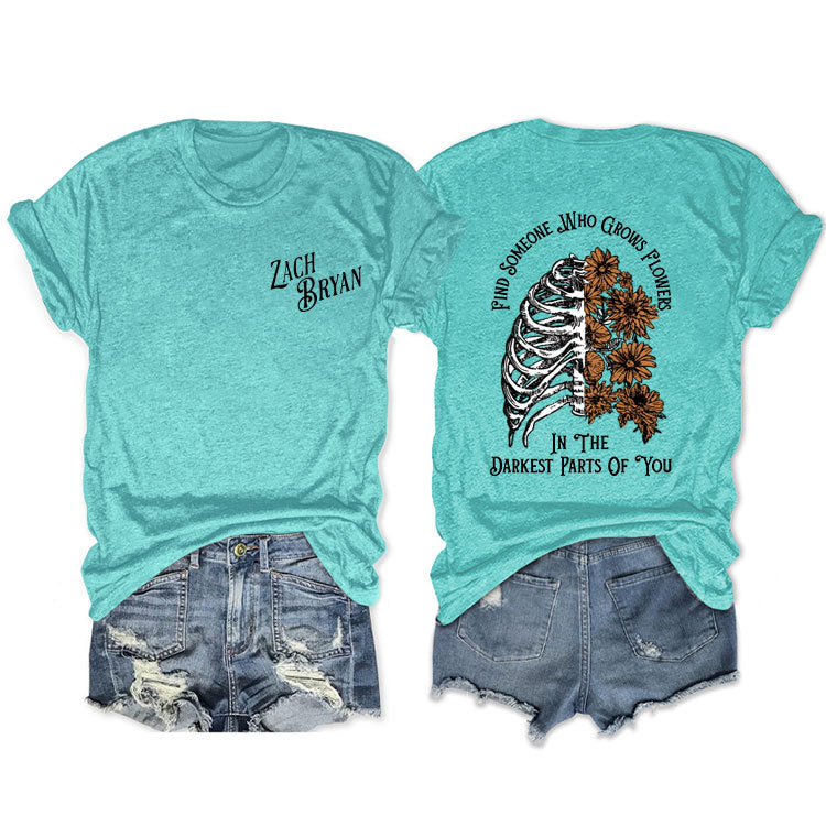 Fashion Casual Find Someone Who Grows Fun Crew Neck Summer Short Sleeves