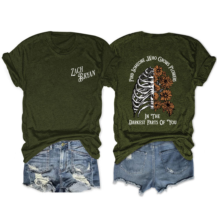 Fashion Casual Find Someone Who Grows Fun Crew Neck Summer Short Sleeves