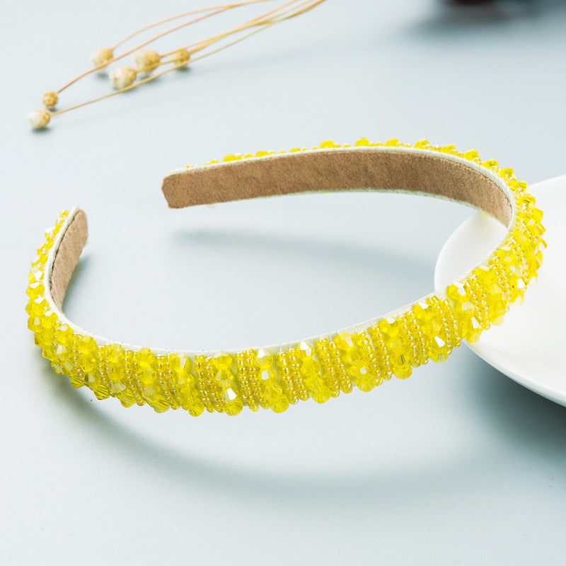 5 pcs Handwoven Beaded Headband Women's Baroque Sponge Hair Bundle Simple Facial Hair Accessories