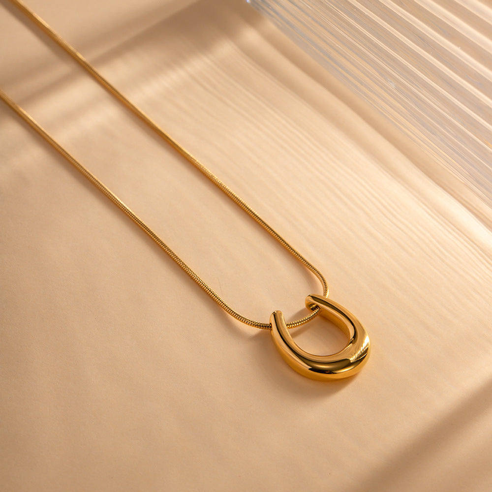 5pcs Stainless Steel Necklace 18K Gold Titanium Steel Pendant Necklace Women's Everything Necklace Accessories