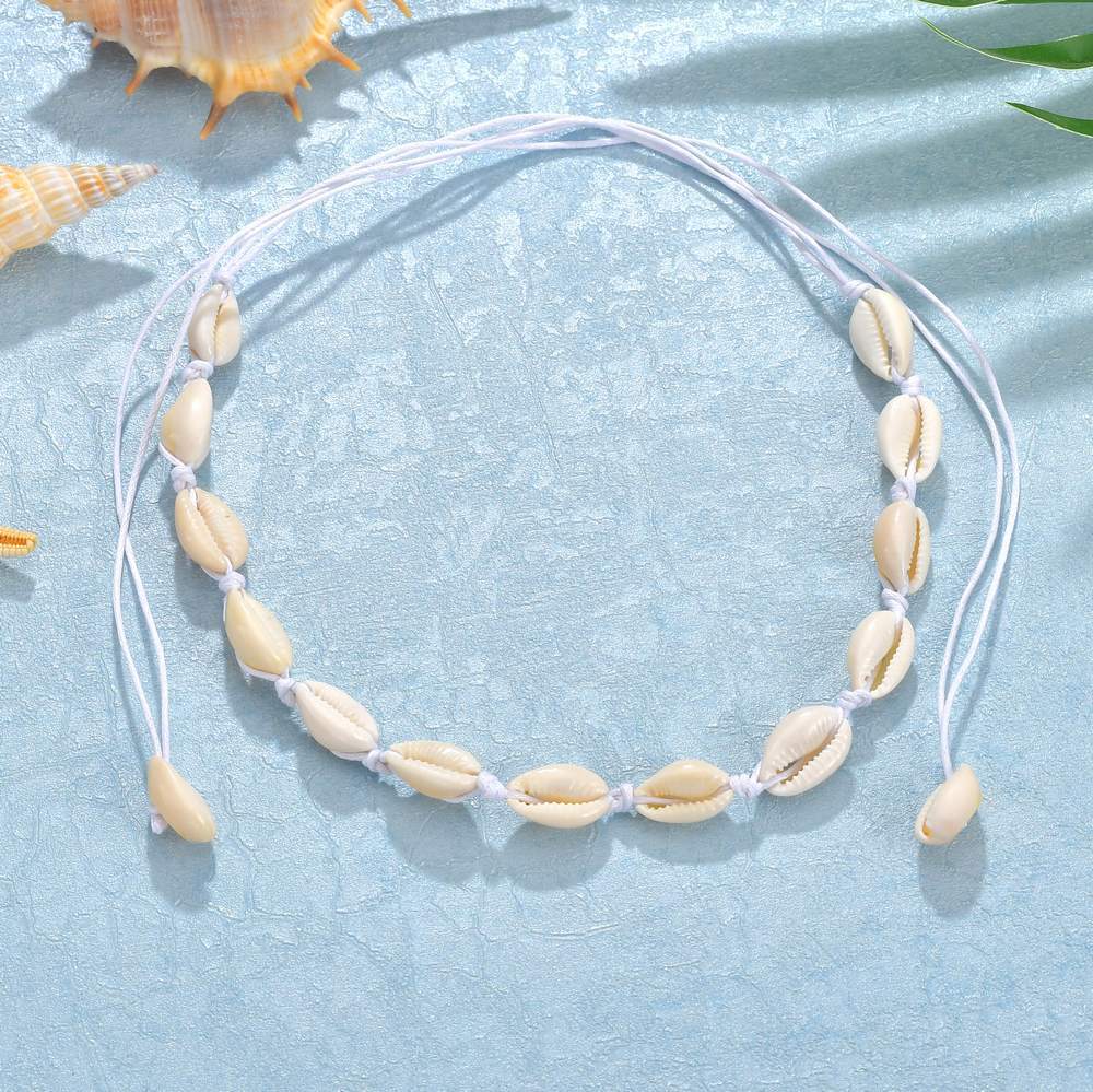 5 pcs Fashion Accessories Hawaiian Stylish Casual Collar Woven Shell Short Collarbone Necklace