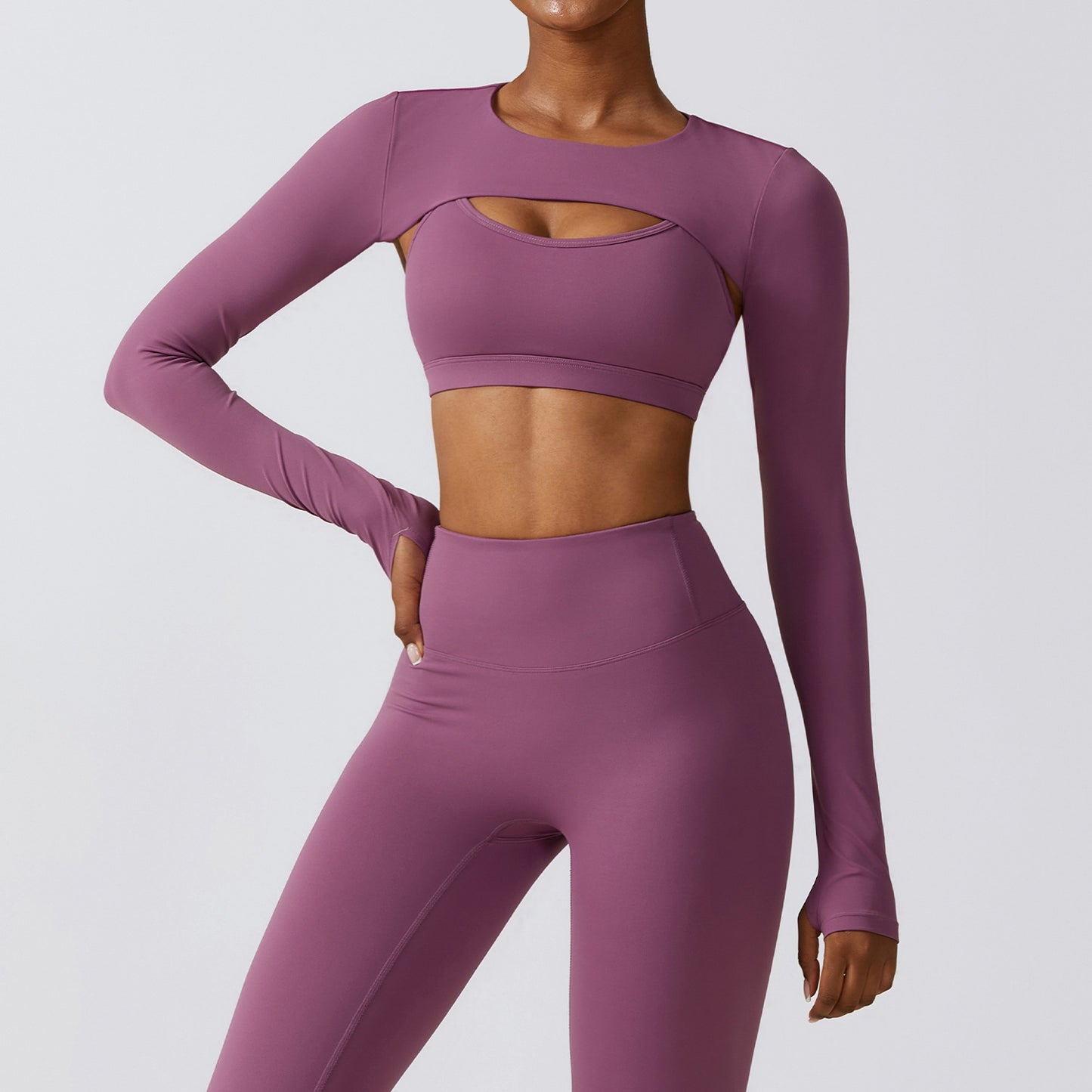 Outside Sports Vest Long Sleeve Cape Yoga Clothes Nude Fitness Clothes Top Running Sports Smock