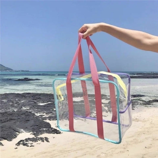 Transparent Pvc Handbag Summer Portable Swimming Waterproof Large Capacity Beach Bag Single Shoulder Storage Toiletry Bag