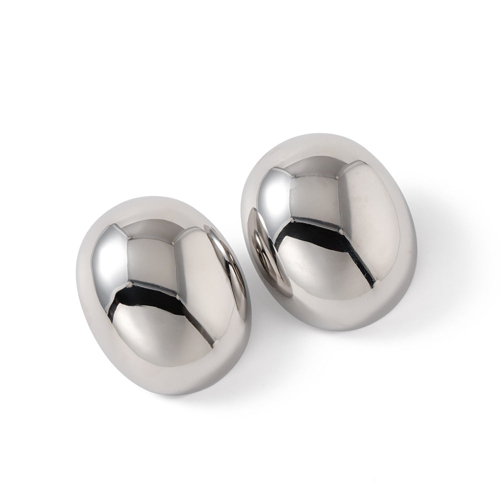 5pcs Titanium Steel Oval Steel Earrings Earrings Stud New Fashion Temperament Niche Design Earrings