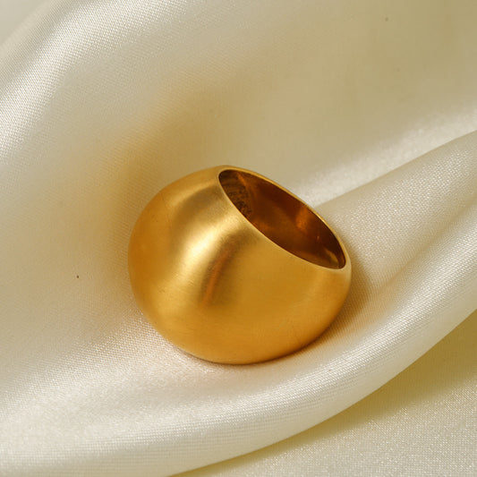 5pcs Cool Trendy Texture 18K Gold Stainless Steel Chubby Matte Brushed Ring Simple Ring