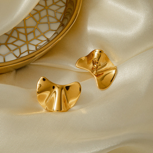 5pcs Women's 18K Gold Stainless Steel Irregular Bump Earrings Titanium Steel Gold Earrings