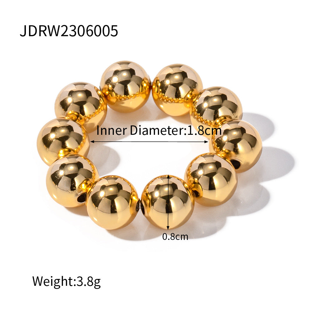 5pcs Fashion Popular 18K Gold Copper Bead Elastic 8Mm Non-Fading Necklace Jewelry