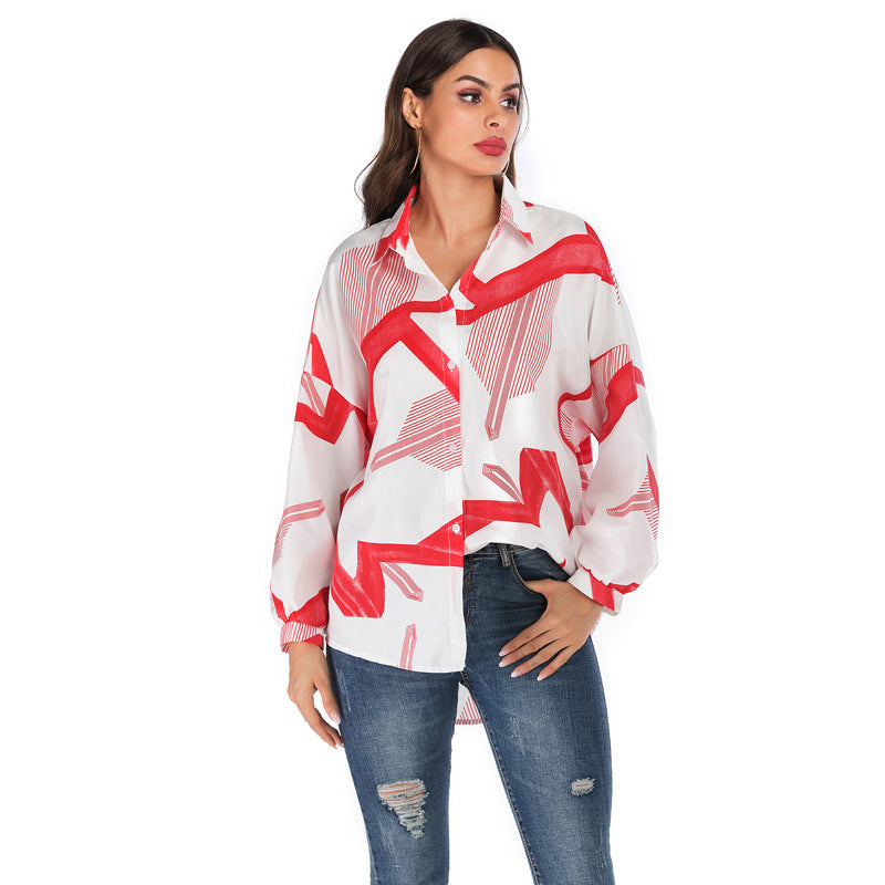 Hot Long-Sleeved Newspaper Letter Printed Shirt Women's Design Sense Niche Women's Wear