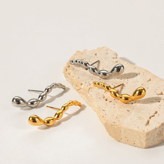 5pcs New Titanium Steel Gold-Plated Earrings 18K Gold-Plated Stainless Steel Earrings Do Not Fade Jewelry