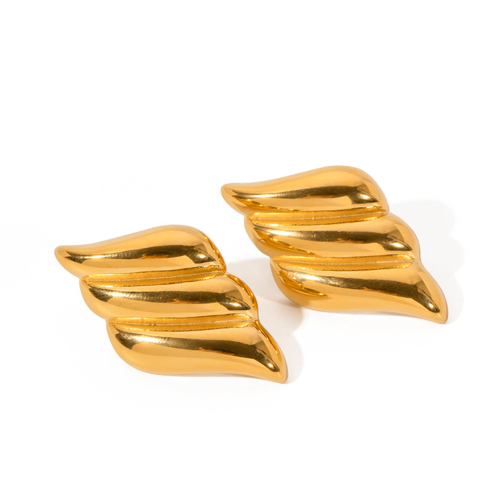 5pcs 18K Gold Stainless Steel Vintage Simple Earrings Studs Superior Sense Simple Titanium Steel Earrings Earrings