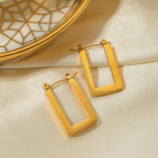 5pcs Titanium Steel Geometric Square Large Ring Earrings For Women 18K Gold Plated 316L Stainless Steel Ring Earrings