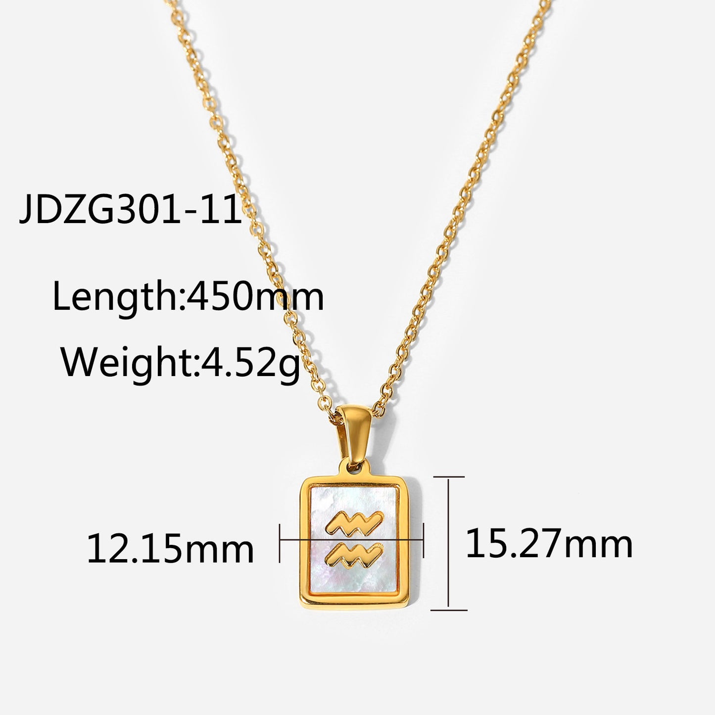 5pcs New Fashion Style 18K Gold-Plated Stainless Steel 12 Constellation Pendant Necklace Women's White Shell Constellation Pendant Collar