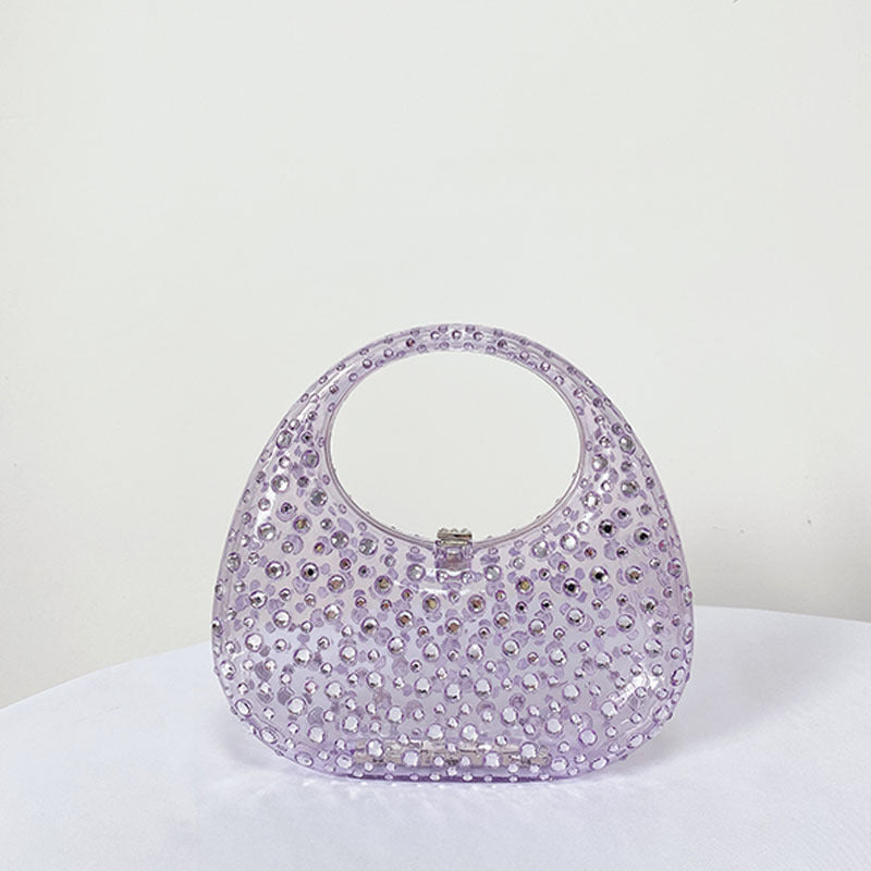 Queer Bag New Handbag Female Transparent Summer Acrylic Bag Diamond-Encrusted Dinner Bag
