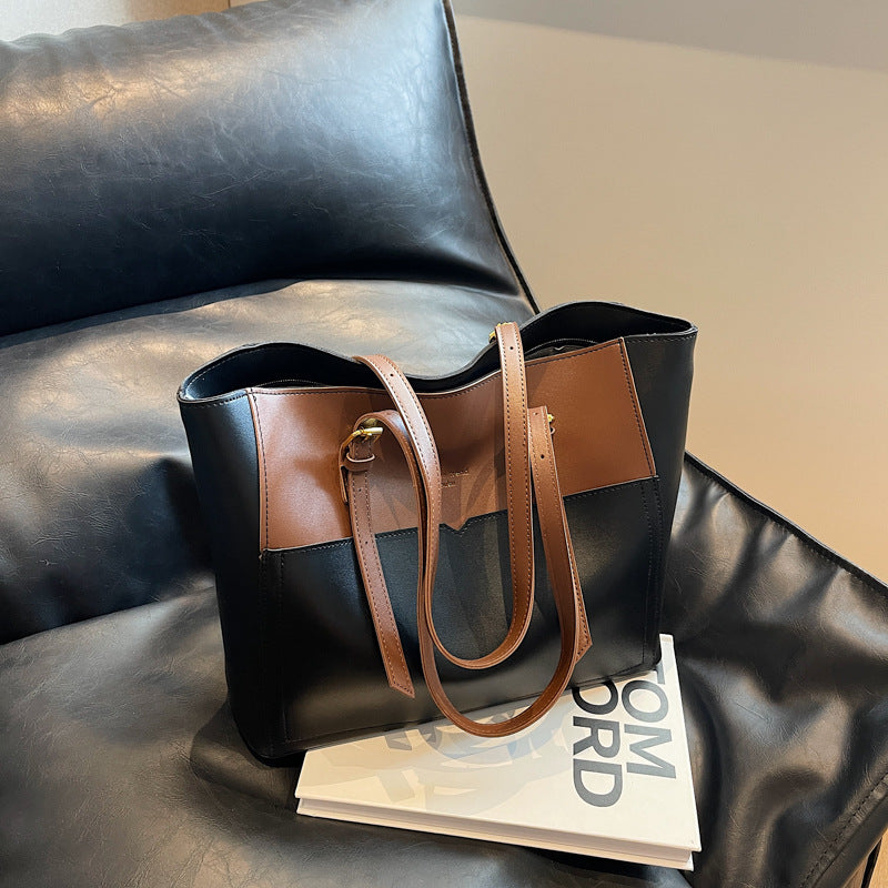 Color Contrast Large Capacity Tote Bag Female Summer New Fashion About Zi HandBag  Shoulder Bag
