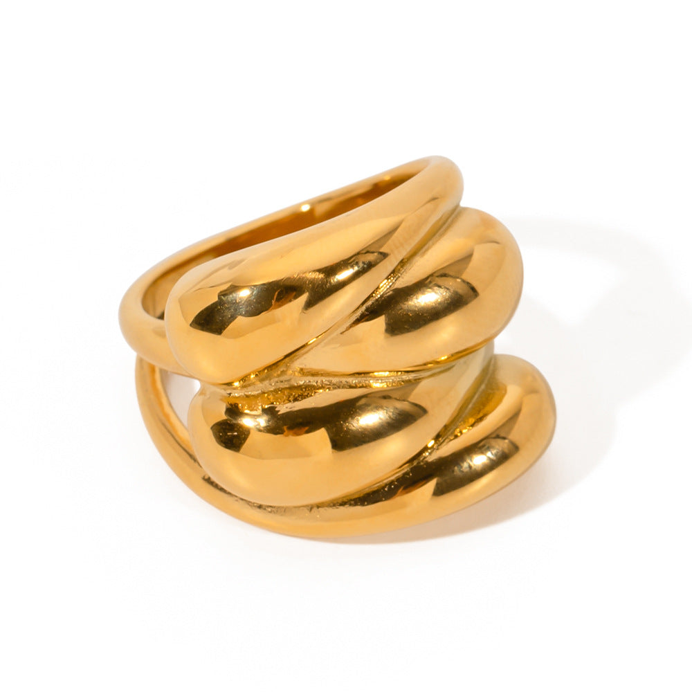 5pcs 18K Gold Stainless Steel Drop Ring Fashion Ring Premium Ring Simple Fashion Couple Premium Sense