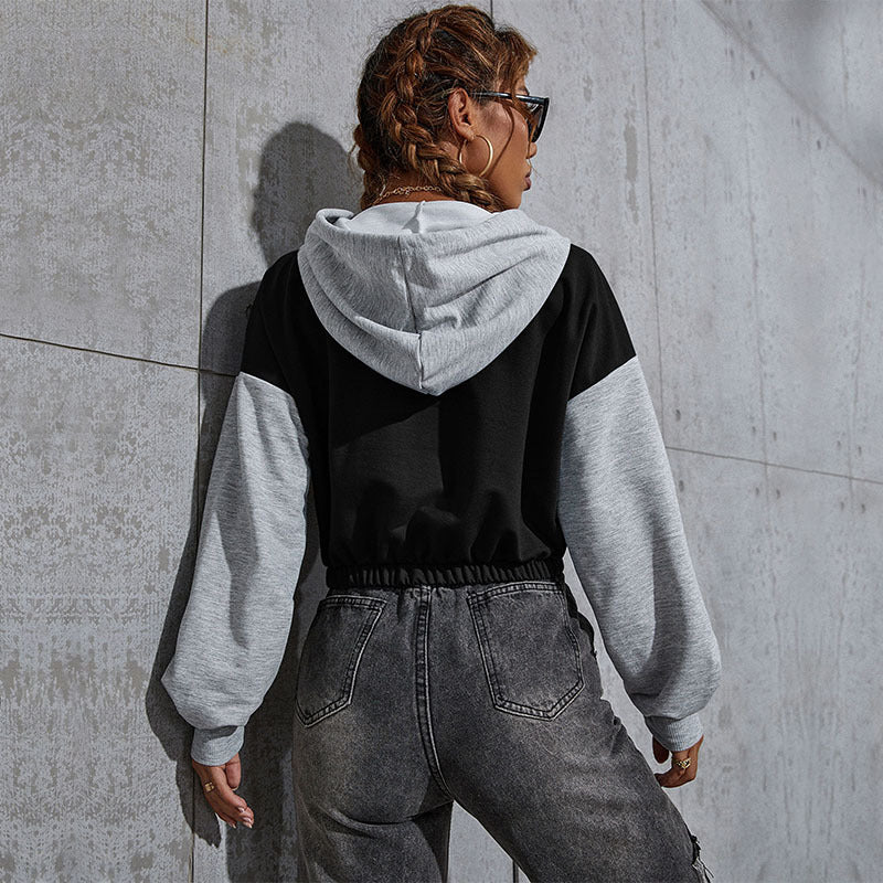 New Autumn And Winter Casual Letter Hoodie Top Women's Short Hoodie