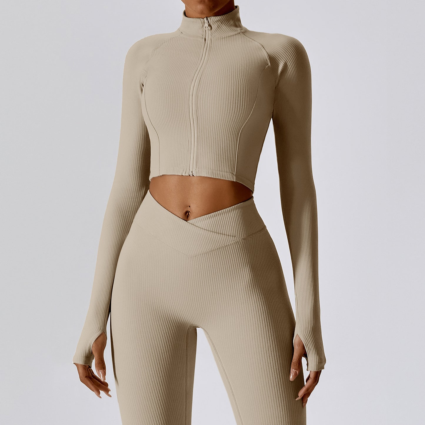 Autumn Quick Dry Long Sleeve Yoga Coat Threaded Zipper Fitness Coat Female Running Sports Coat