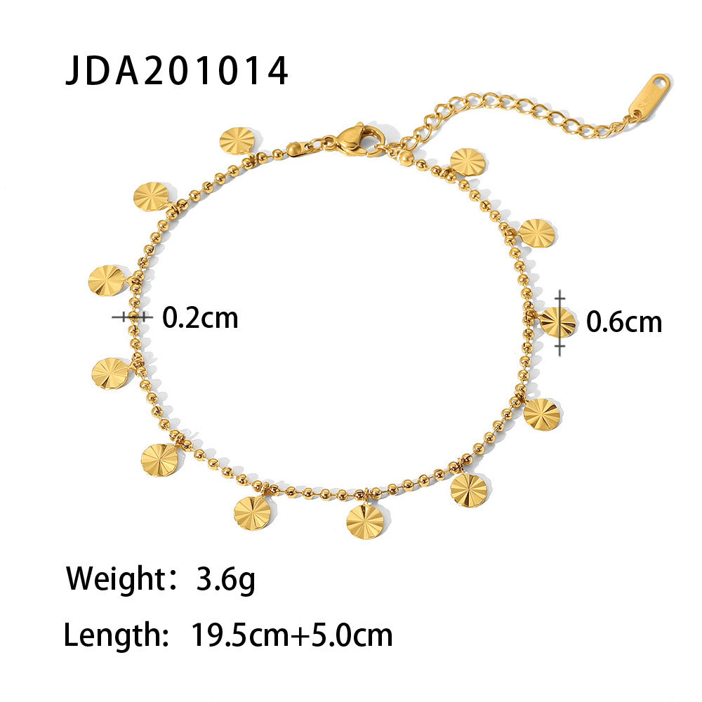 5pcs Vintage 18K Gold Cross Fine Anklet Women's Fashion Stainless Steel Anklet Jewelry