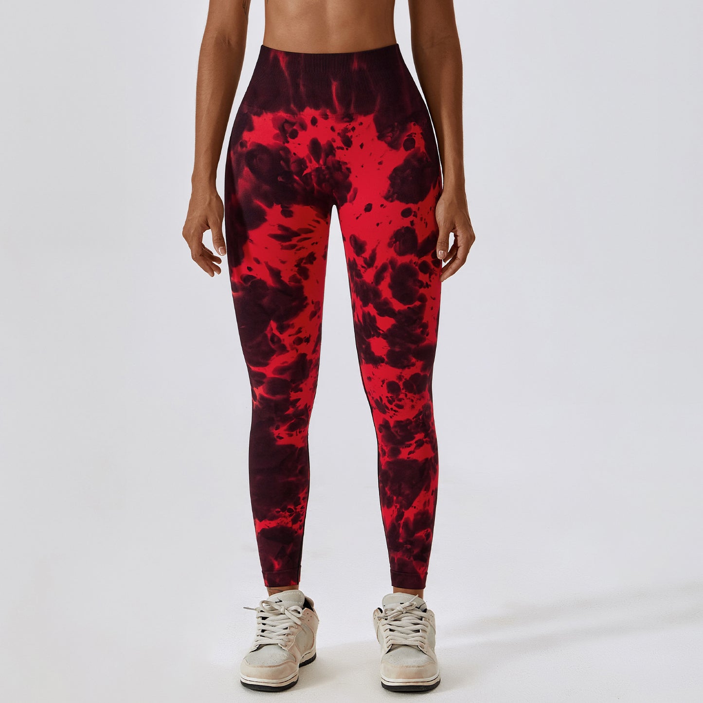 Tie-Dye Seamless High-Waisted Yoga Pants Peach Hip Lift Fitness Pants Running Sports Tight Pants