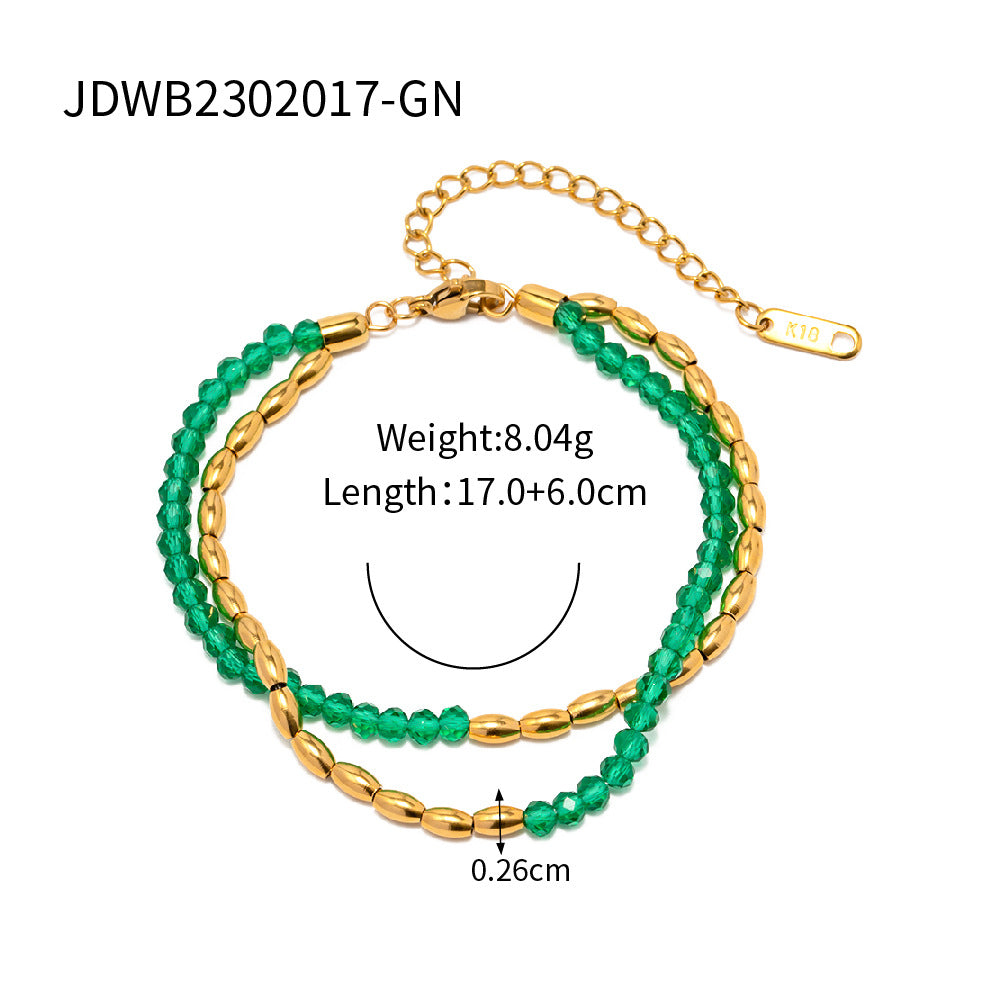 5pcs Fresh Summer Titanium Steel Necklace Women's High-Grade Sense Does Not Fade Color Minority Color Beaded Necklace Jewelry