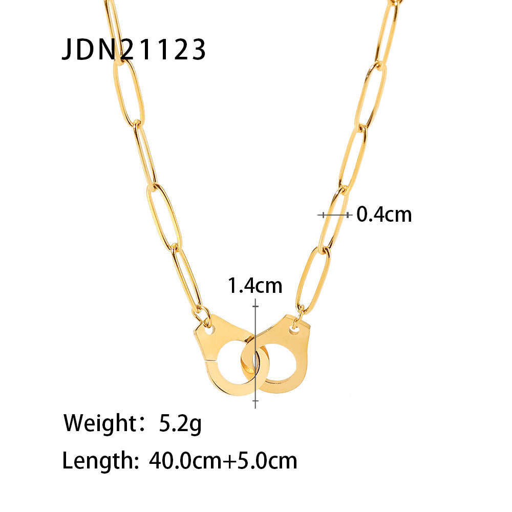 5pcs Titanium Steel Necklace 18K Gold Plated Paper Clip Chain Titanium Stainless Steel Hip Hop Necklace Everything Accessories Women