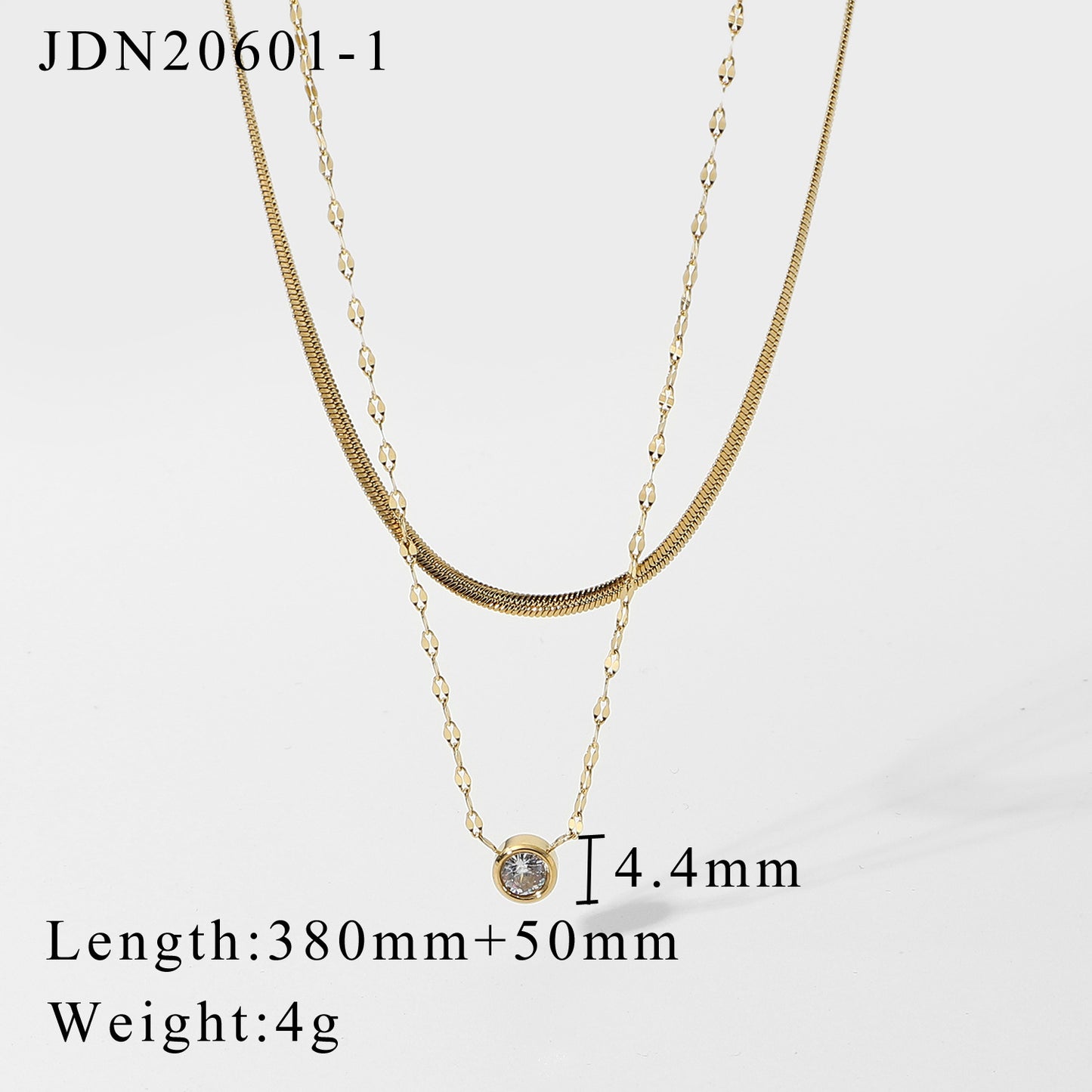 5pcs Stacked Snake Chain Necklace Necklace Stainless Steel Jewelry 14K Gold And Silver Double Rhinestone Pendant Necklace For Women
