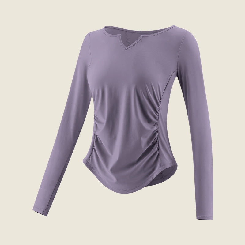 Nylon Yoga Wear Women's Quick-Drying Fitness Wear Sports Top Pilates Training Wear Long-Sleeved Clothes Running Smock Autumn