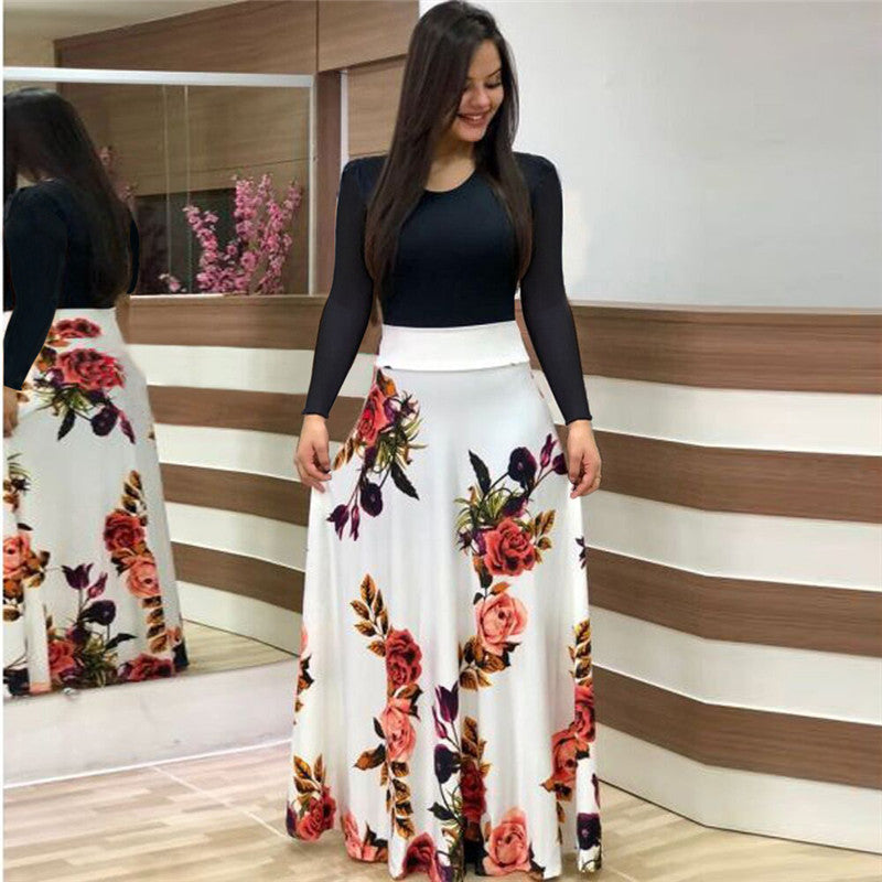 Cross Aliversion Of Style Flower Print Color Short-Sleeved Large-Size Dress Female