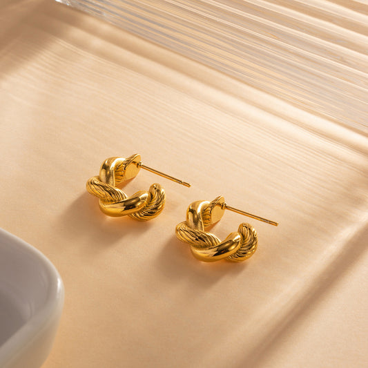 5pcs Fashion Style Classic 18K Stainless Steel Twist Earrings All Matching Earrings