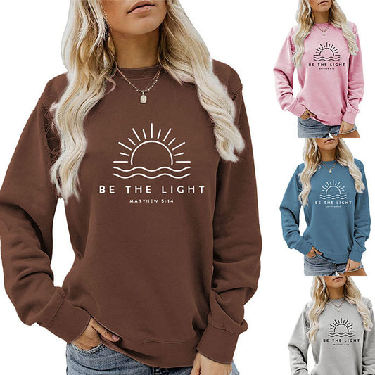 Fun Casual Be The Light Matthew Loose Long-Sleeved Hoodie For Women